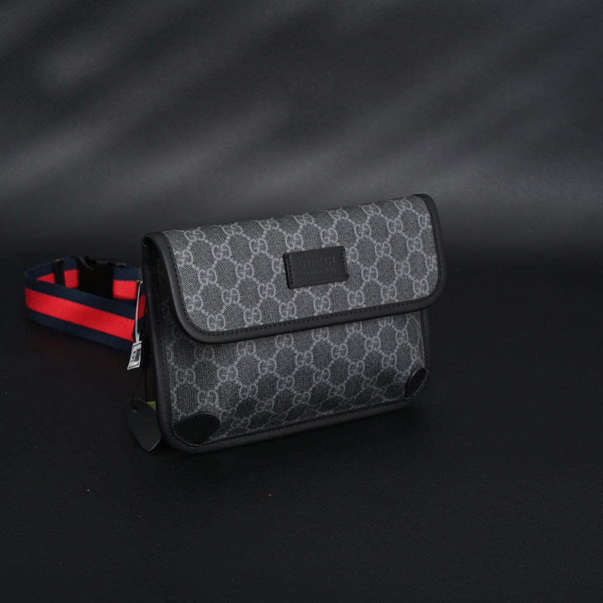 Gucci Ophidia GG Supreme Belt Bag – Black/Grey with Web Strap