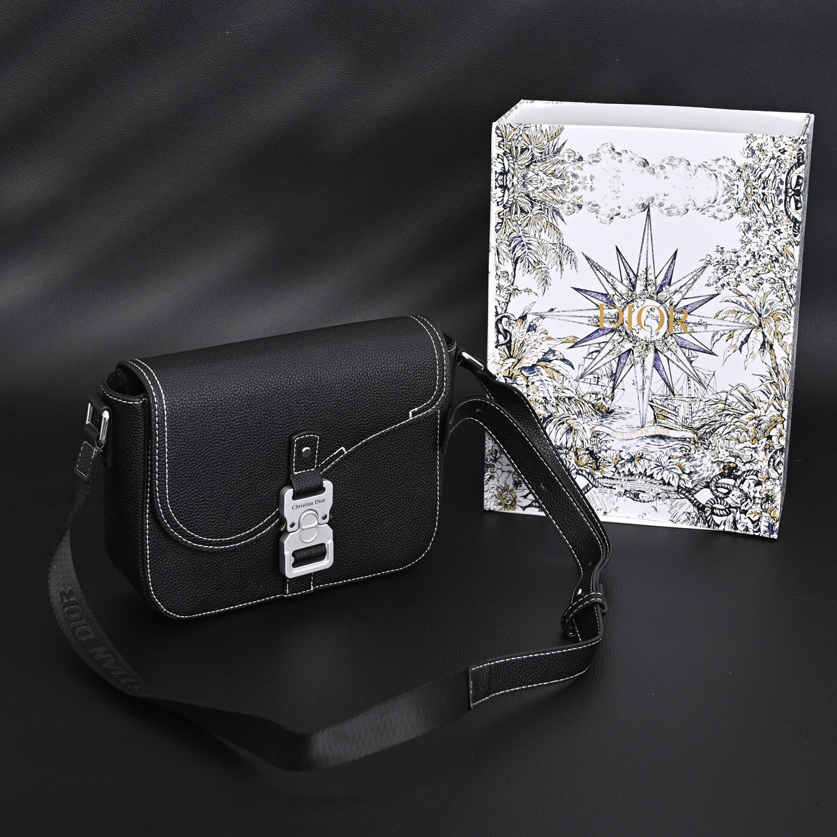 Dior Saddle Crossbody Bag – Black Grained Calfskin with Silver-Tone Hardware
