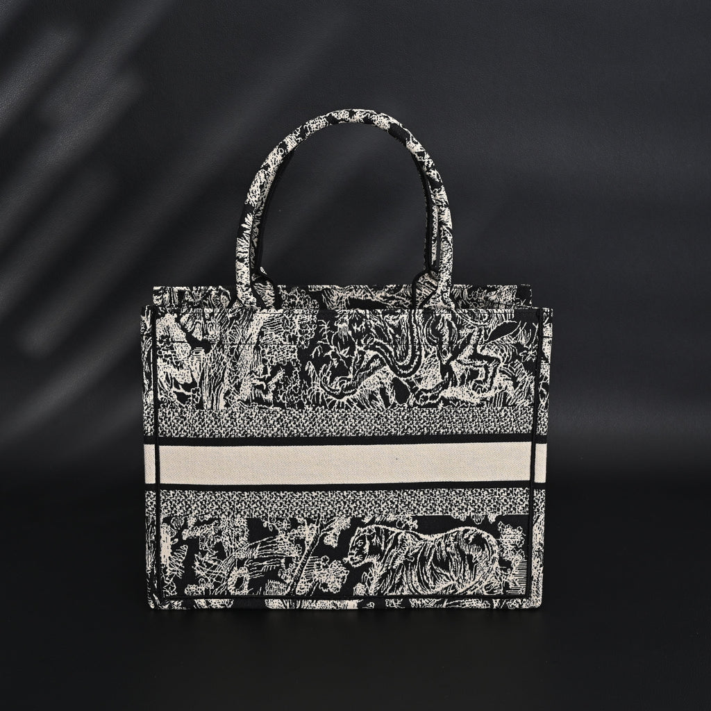 Dior Book Tote Bag – Black Toile de Jouy Embroidery