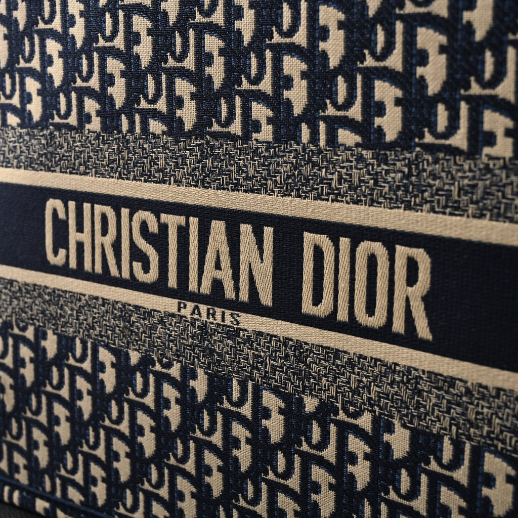 Christian Dior Large Book Tote – Blue Oblique Embroidery
