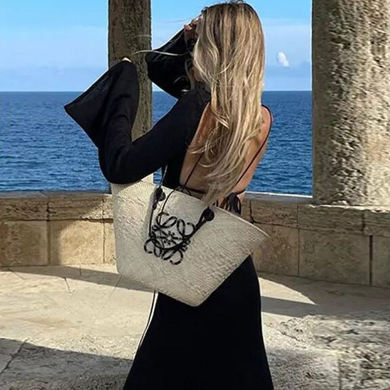LOEWE Sunday Neeti Black Raffia Bag