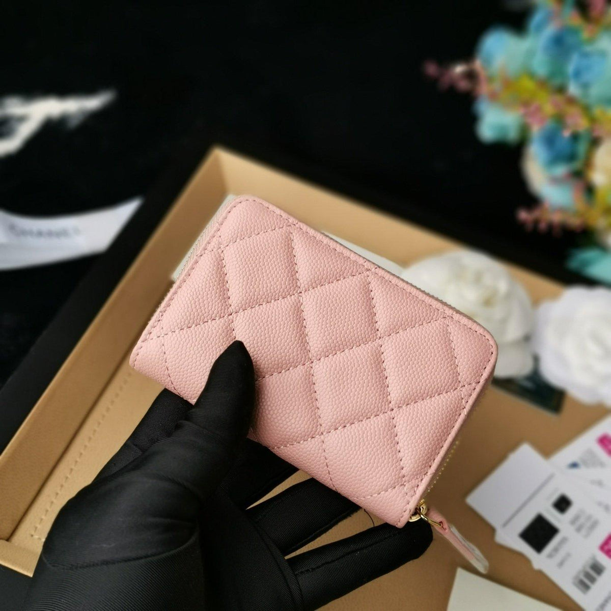 Chanel Navy Wallet Pink