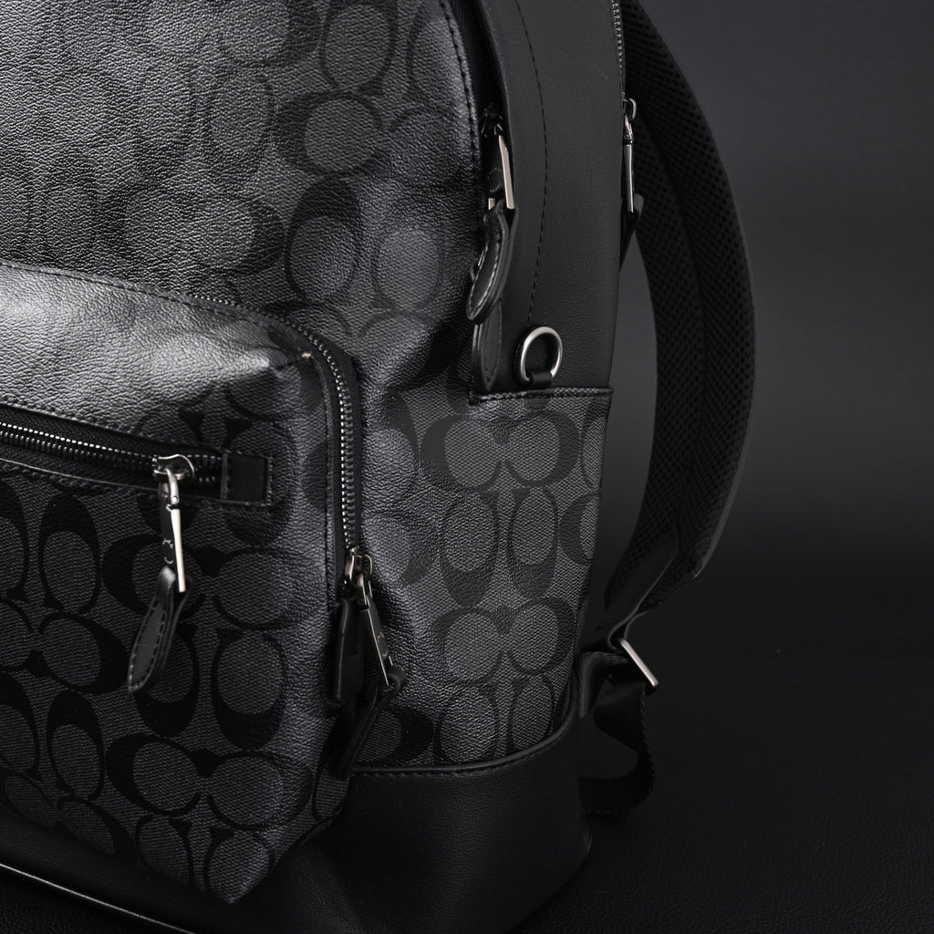 Coach West Backpack – Signature Canvas in Black/Grey